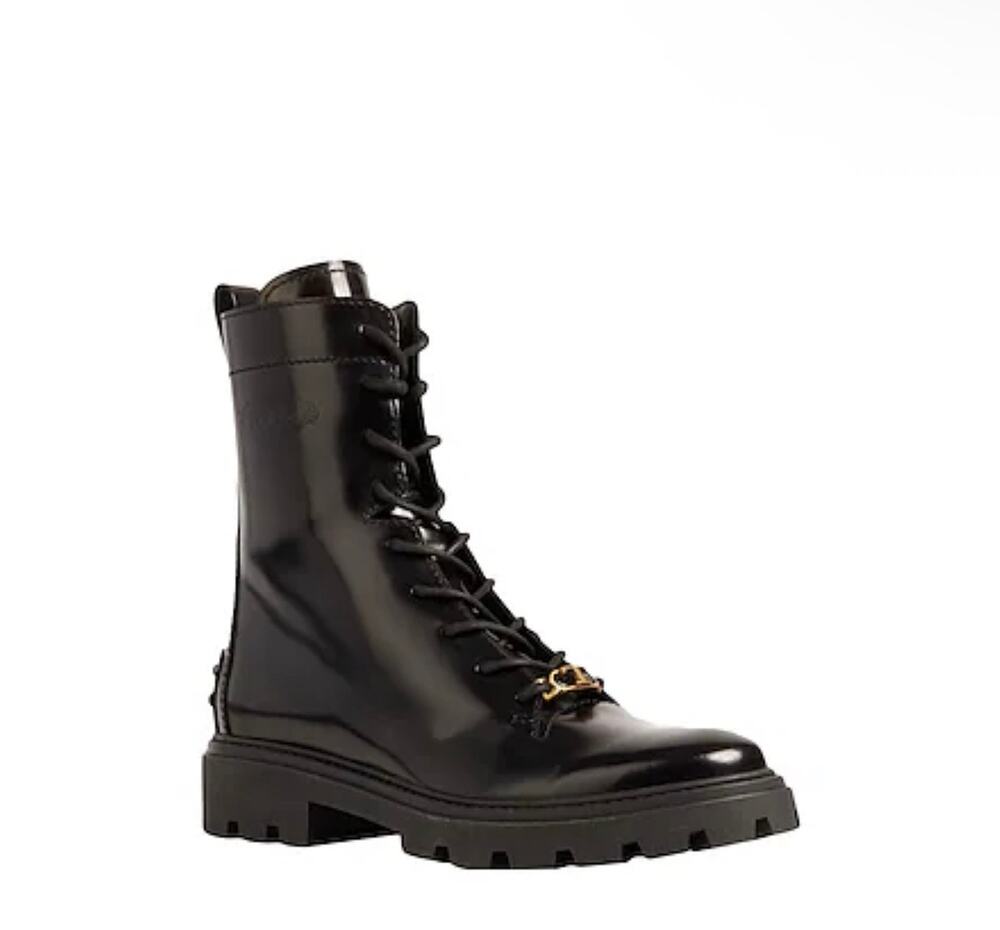 New in box Tods ankle combat boots sz 5.5 LEATHER block heel